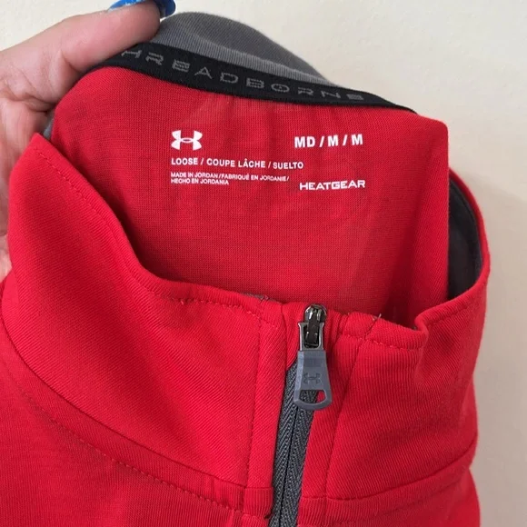 Men's Under Armour Red Maryland Terrapins 1/4 Zip Performance Top Size Medium - Picture 9 of 10